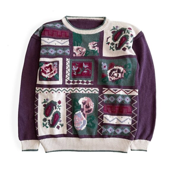 Vintage Rose & Paisley Patchwork Sweater - Picture 1 of 3